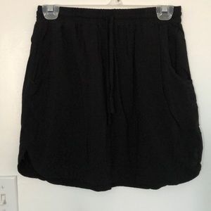 Black linen mini skirt